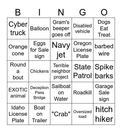 Father's Day / Birthday Bingo Card