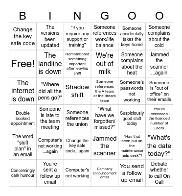 Work Bingo Card
