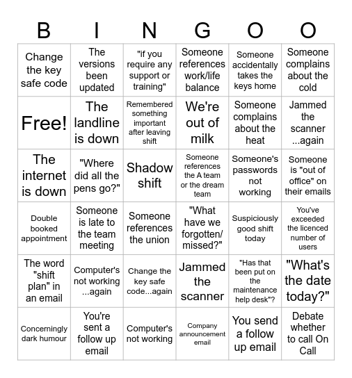 Work Bingo Card