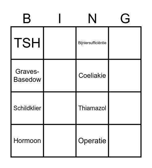 De Schildklier Bingo Card