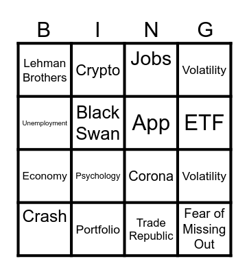 Englisch Finance Bingo Card