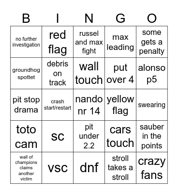 kanada Bingo Card
