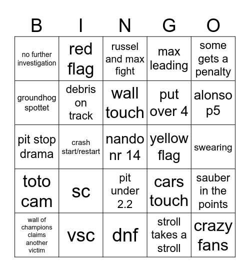 kanada Bingo Card
