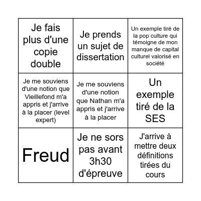 Bac de philo Bingo Card