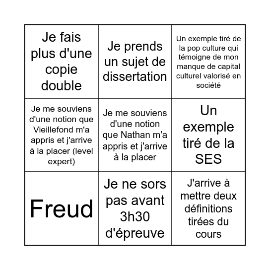 Bac de philo Bingo Card