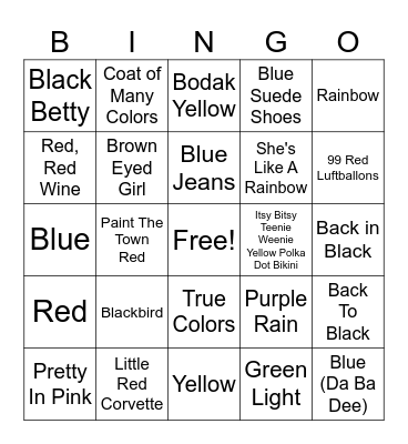 Color Our World Bingo Card
