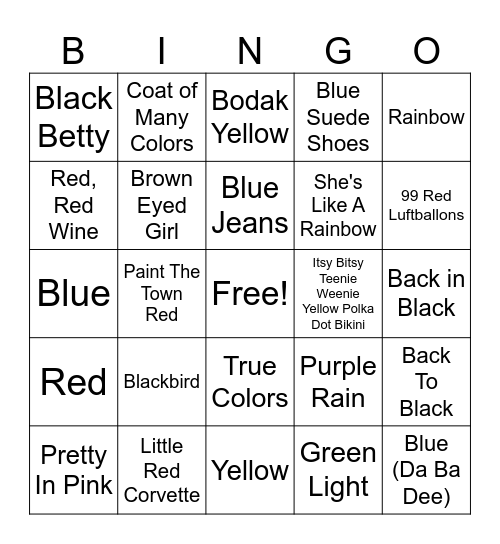 Color Our World Bingo Card
