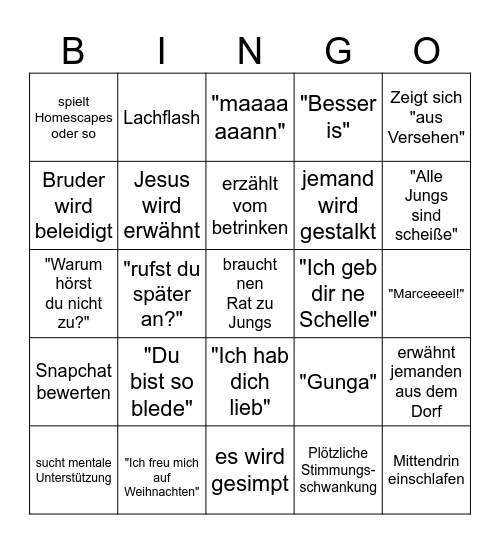 Nina Bingo Card