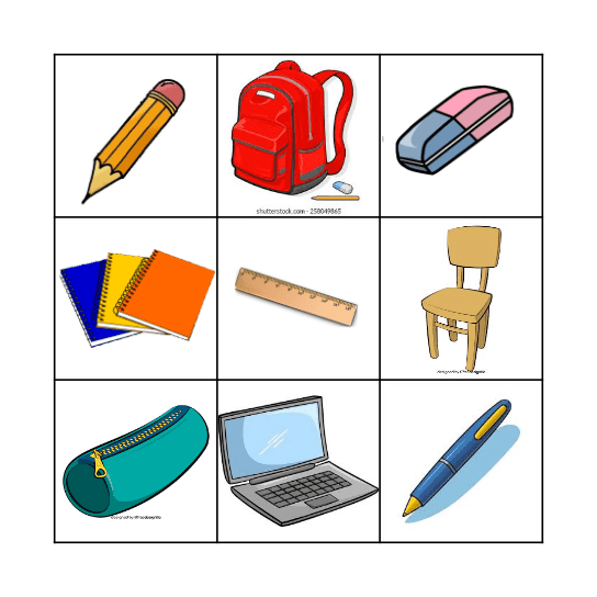 SCHOOL ITEMS Bingo Card