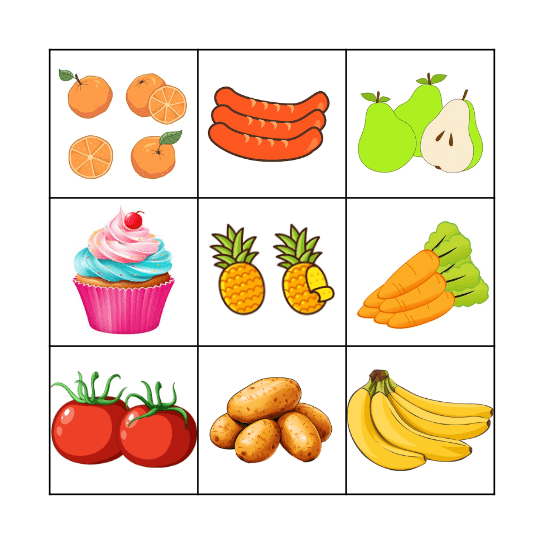 Bingo - Fruit and Vegetables Bingo Card