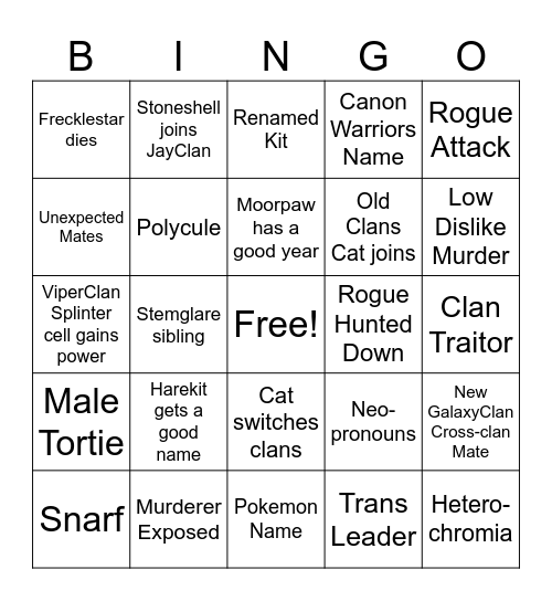 Y28 Stream Bingo Card