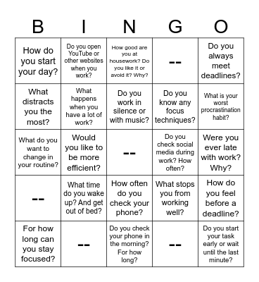 Habit Therapist Bingo Card