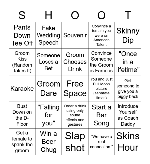 JR Bachelor Bingo Card