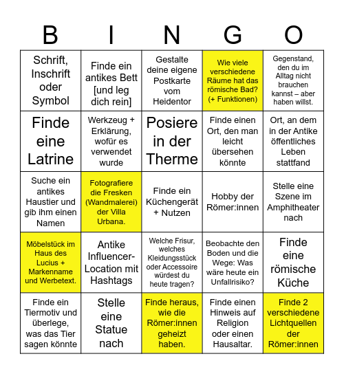 Mache Fotos (und schreibe Texte) Bingo Card