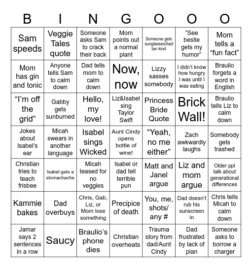 Vacation Bingo 2025 Bingo Card