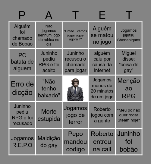 Bingo Patetas Bingo Card