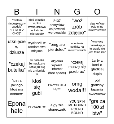 ari i algy konikują Bingo Card