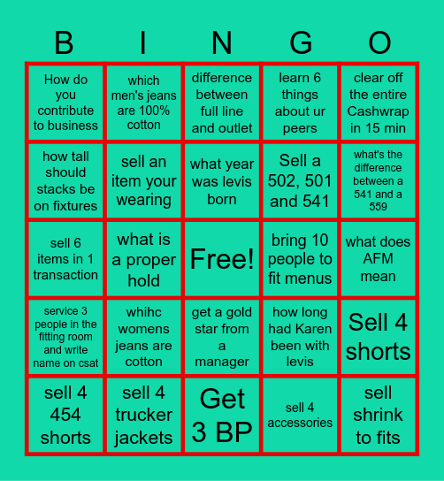Name: Bingo Card