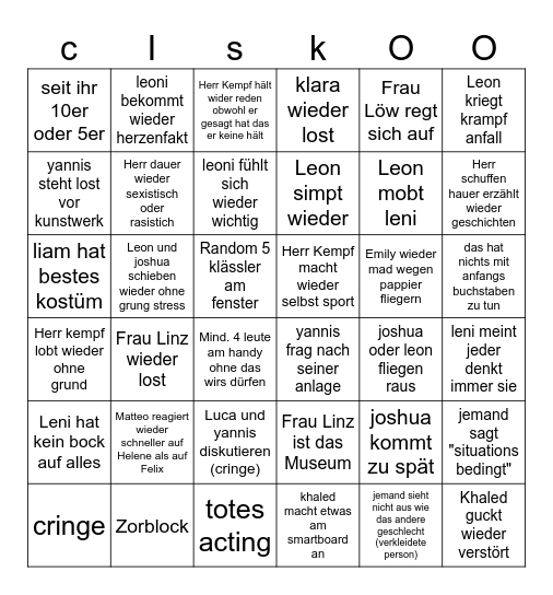 Das Bingo der Elite Bingo Card