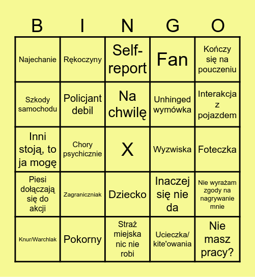 Konfitura/samochodoza bingo Card