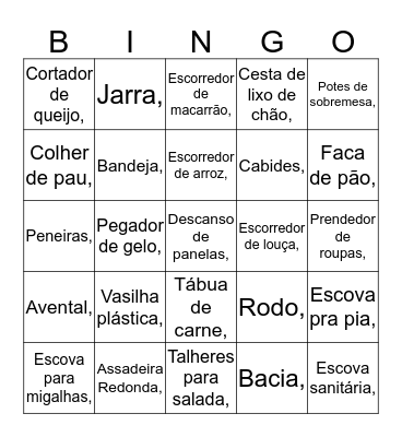CHÁ DE COZINHA Bingo Card