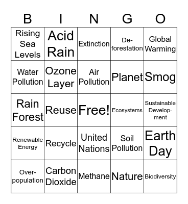 Environmental Bingo Card