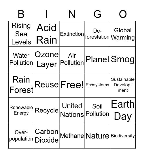 Environmental Bingo Card