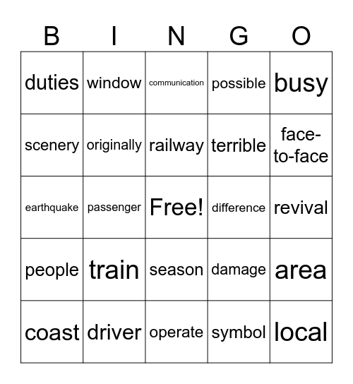 Lesson 3 Bingo Card