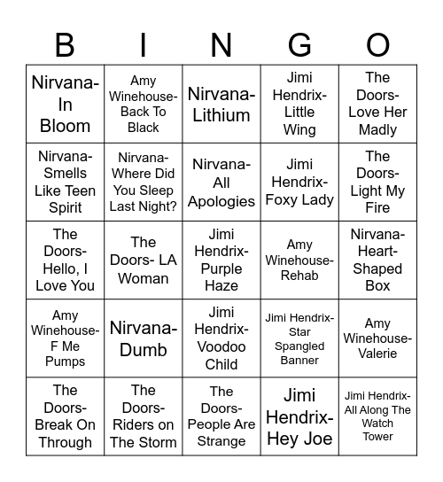 Radio Bingo Forever 27 Bingo Card