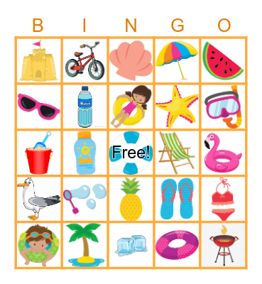 Summer Beach Bingo Card