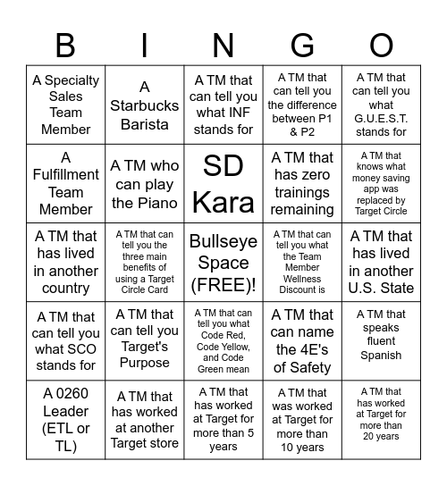 T-0260 BINGO Card
