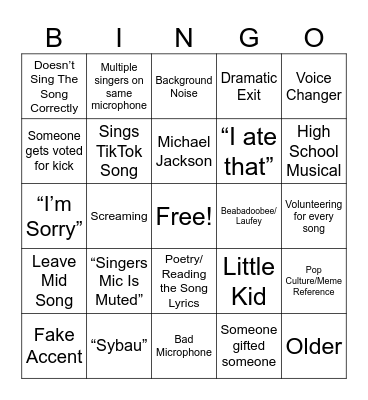 Roblox Karaoke Bingo Board Bingo Card