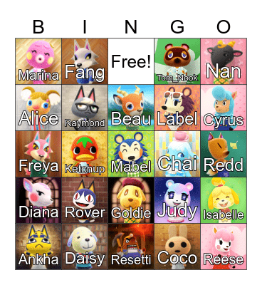 Animal Crossing Bingo Card