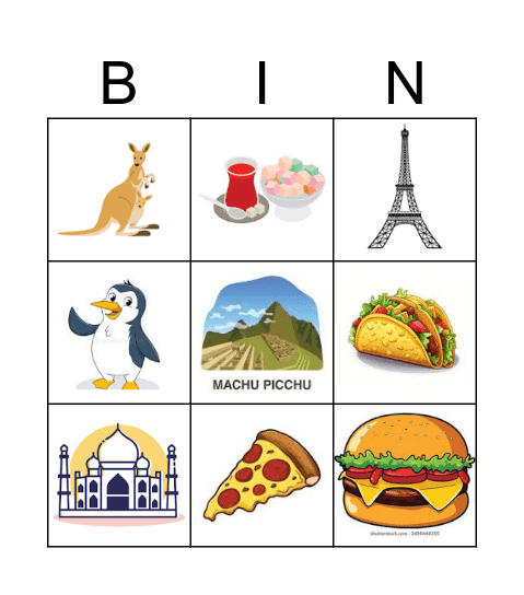 The Amazing Race Bingo Card