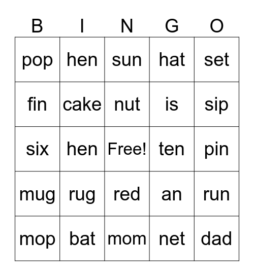 I can read Bingo Card