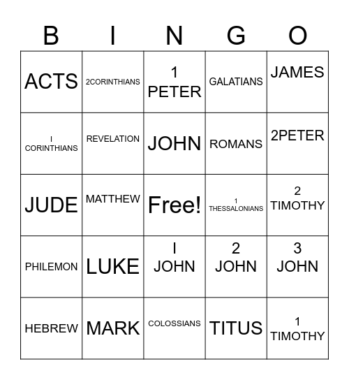 BIBLE BINGO Card