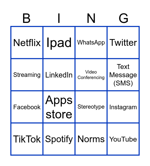 Technology and Communication Bingo Card