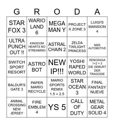 SWITCH 2 Bingo Card