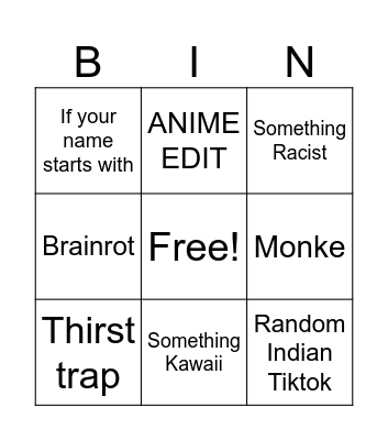 TIKTOK BINGO CHART Bingo Card