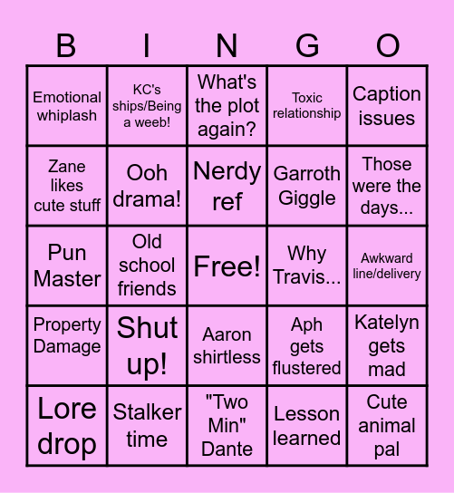 MYSTREET S2 WATCH PARTY BINGO! Bingo Card