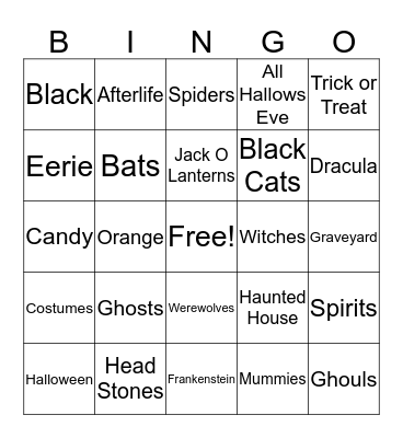 Halloween Bingo Card