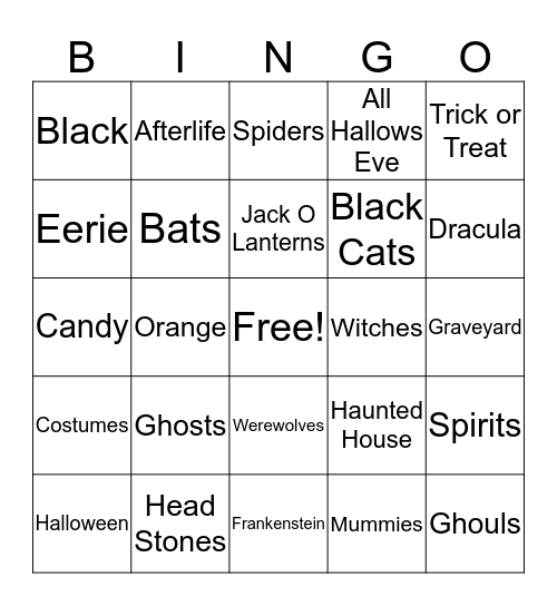 Halloween Bingo Card