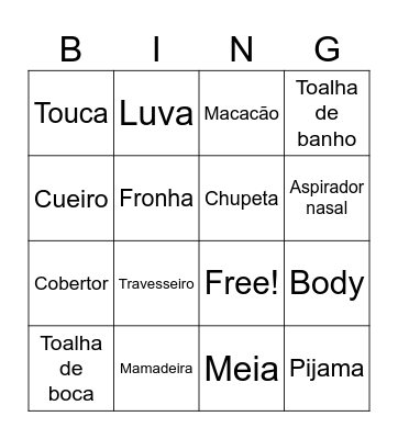 CHÁ DE BEBÊ Bingo Card