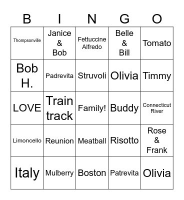 Family Bingo Card