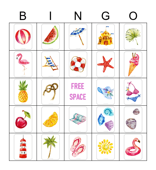 Beach Bingo Card