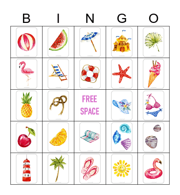 Beach Bingo Card