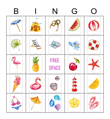 Beach Bingo Card