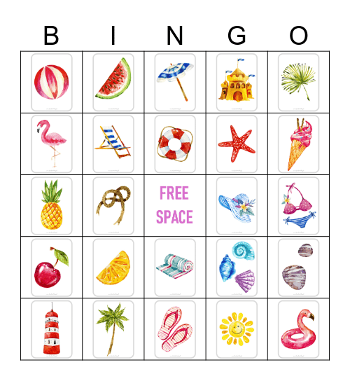 Beach Bingo Card