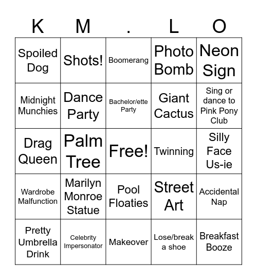Kristin's 40AF Birthday Bingo! Bingo Card