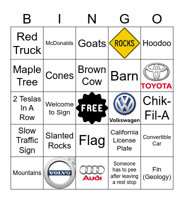 SW Road Trip Bingo Card